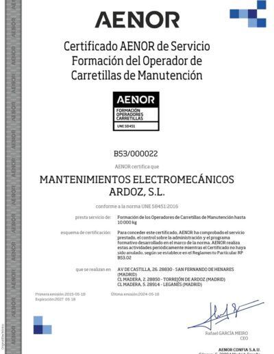 CERTIFICADO UNE 58451 Asalformación